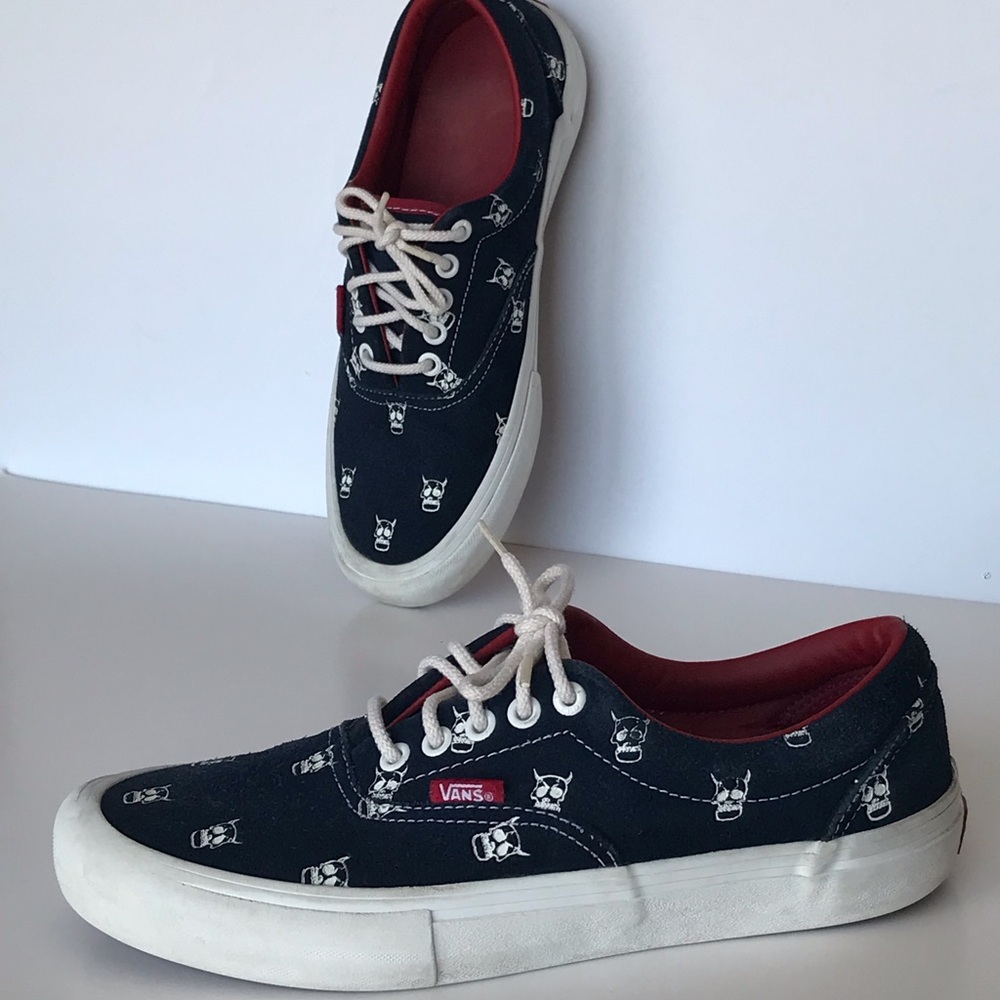 VANS Era Pro Kader Sylla Navy Blue Suede Men's size 7.5 Devil Skull Women size 9